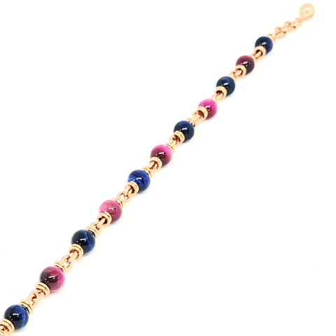 Blue & Pink Tiger Eye Bracelet