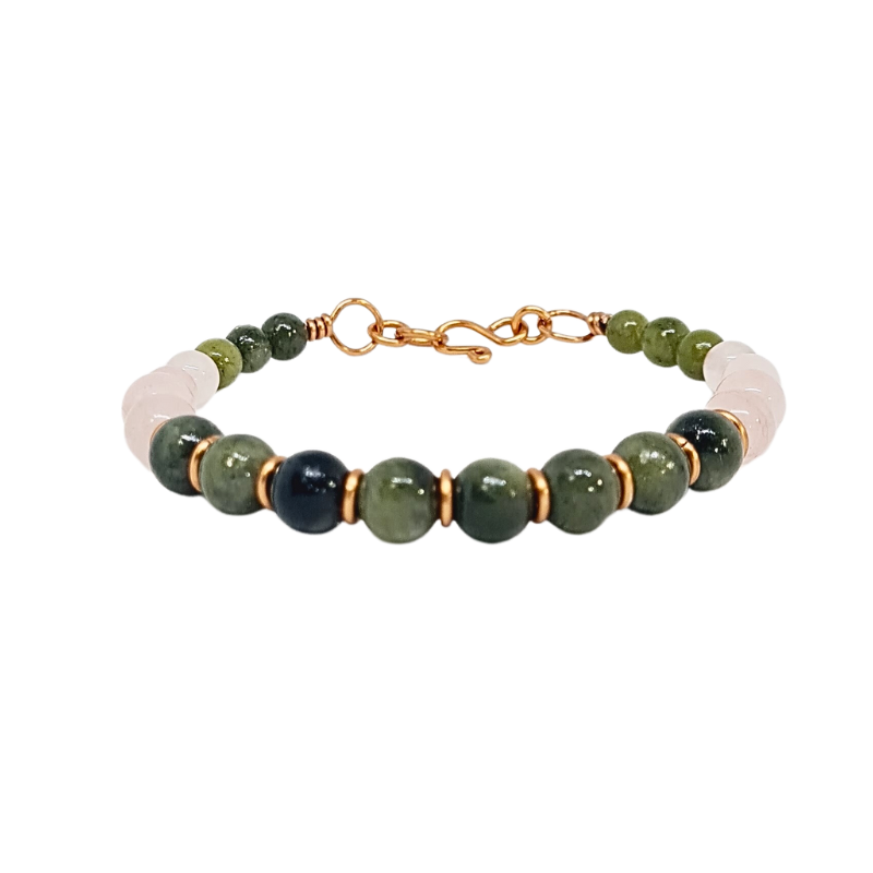 Green Jade & Rose Quartz Gemstone Bracelet