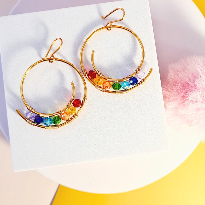 Multi Crystal Hoop Earrings