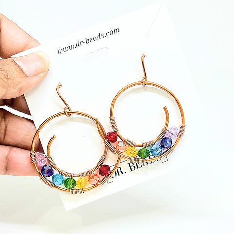 Multi Crystal Hoop Earrings