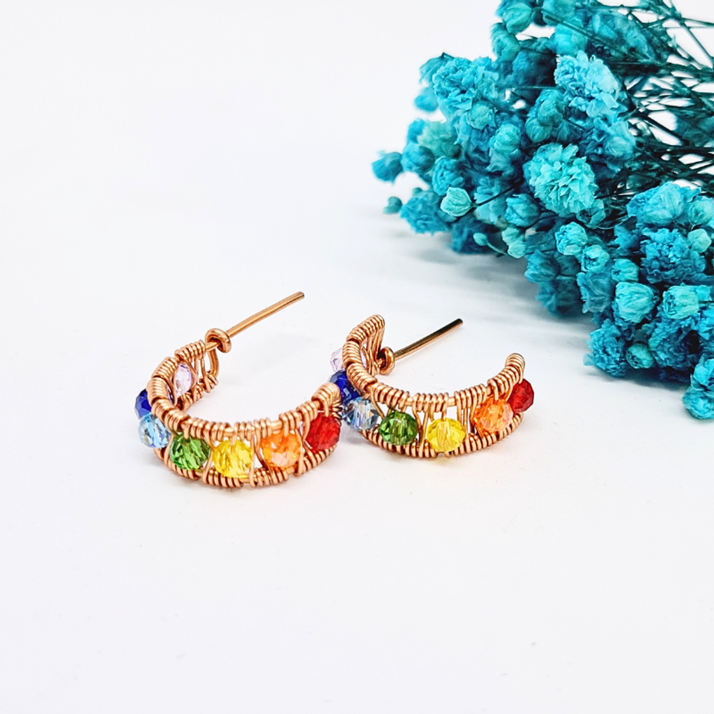 Multi Crystal Hoop Earrings