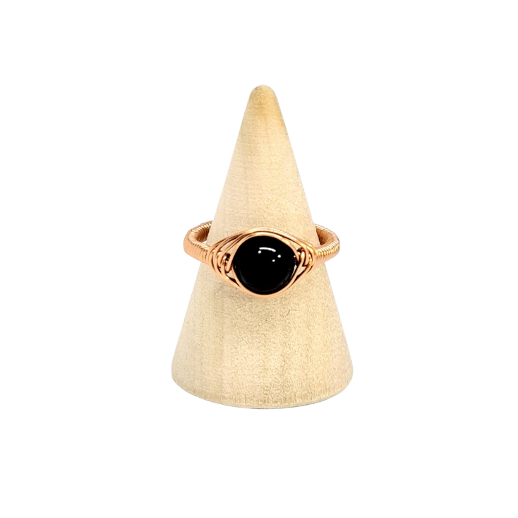 Adjustable Copper Ring with Black Tourmaline