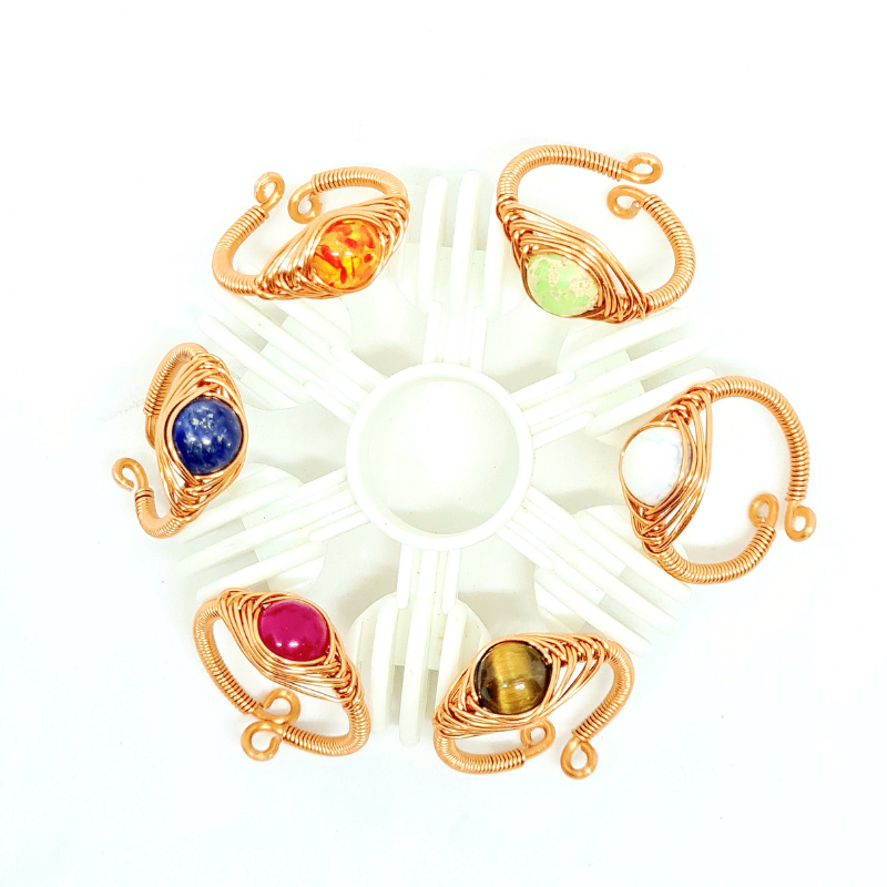 Adjustable Copper Ring with Gemstone