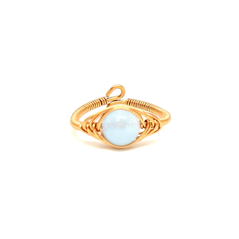 Adjustable Copper Ring with Aquamarine