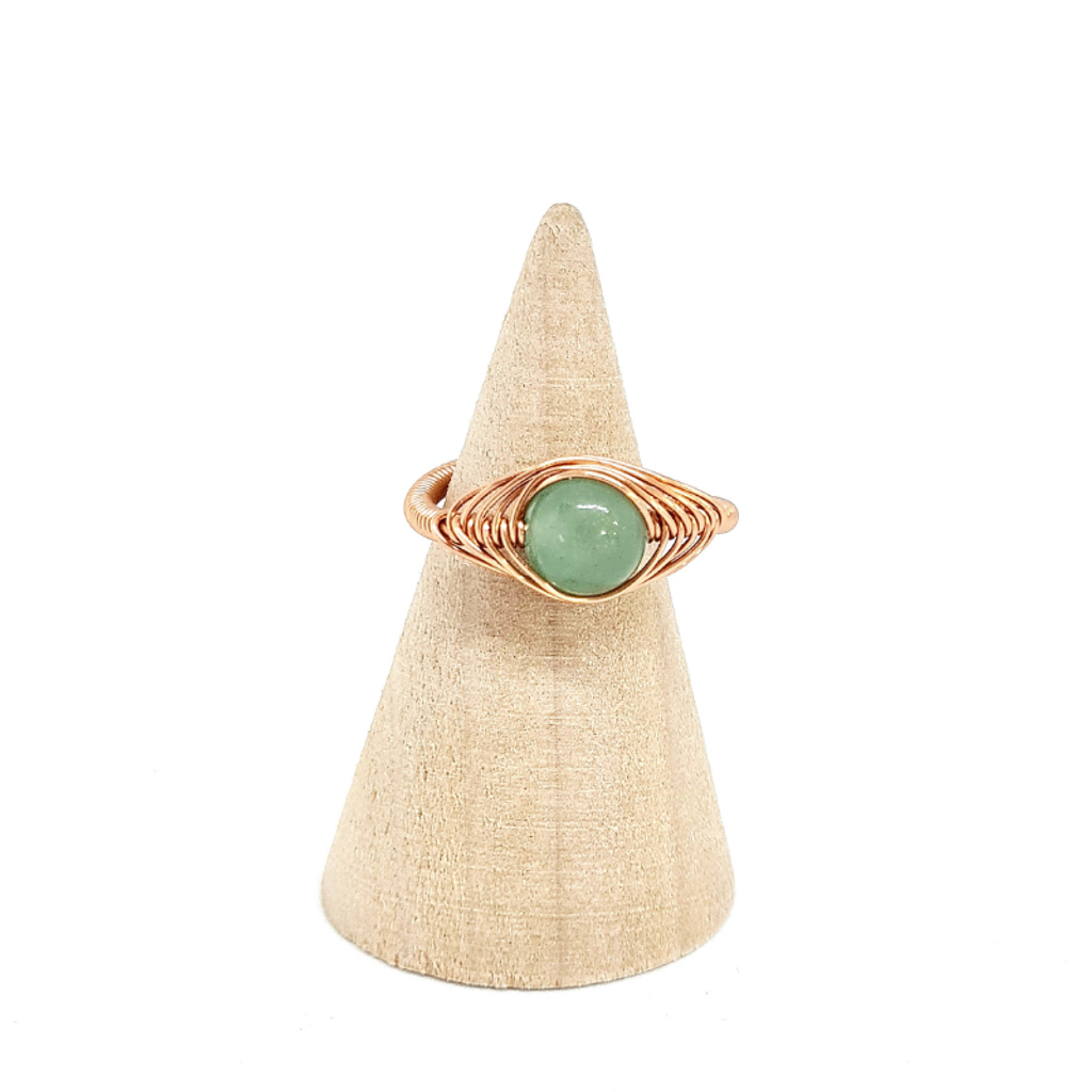 Adjustable Copper Ring with Aventurine