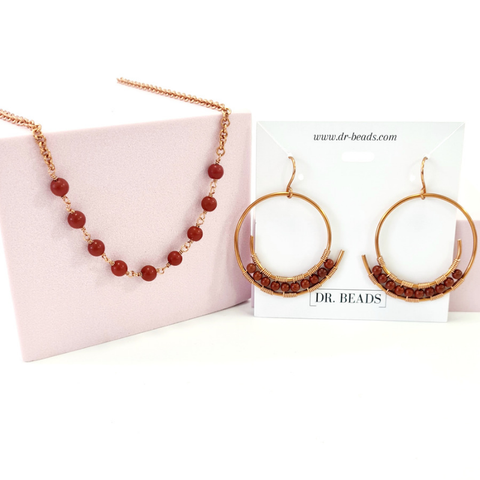 Red Coral Necklace & Earrings GIFT Set