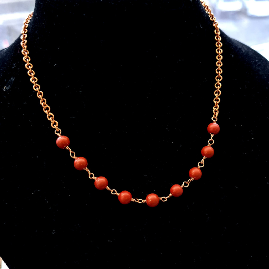 Red Coral Necklace & Earrings GIFT Set