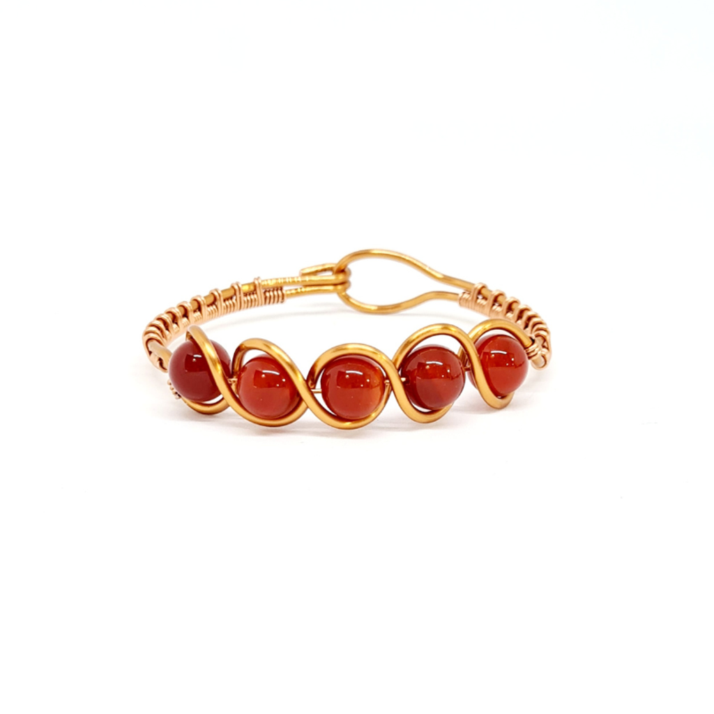 Copper Bangle with Red Agate