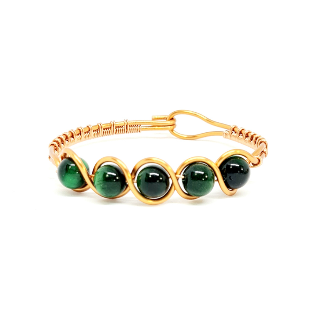 Copper Bangle with Green Tiger Eye