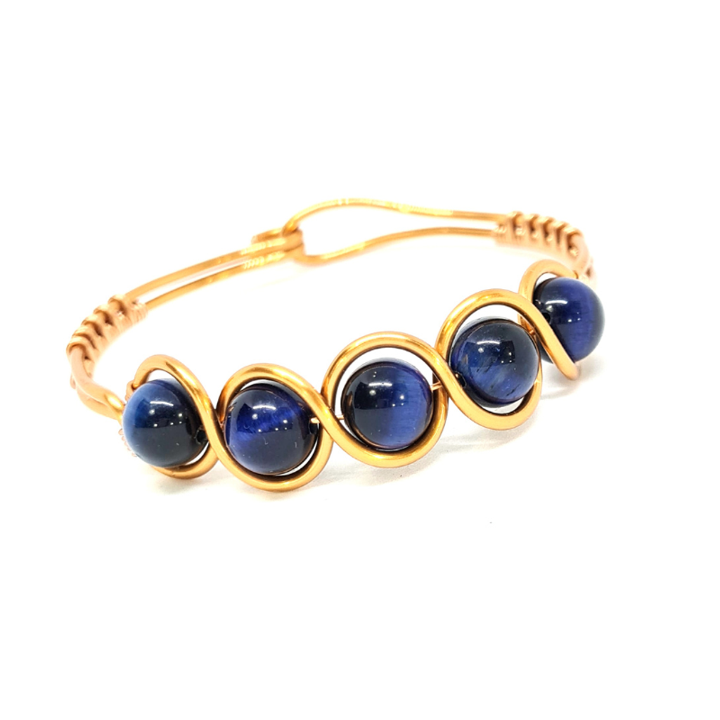 Copper Bangle with Royal Blue Tiger Eye