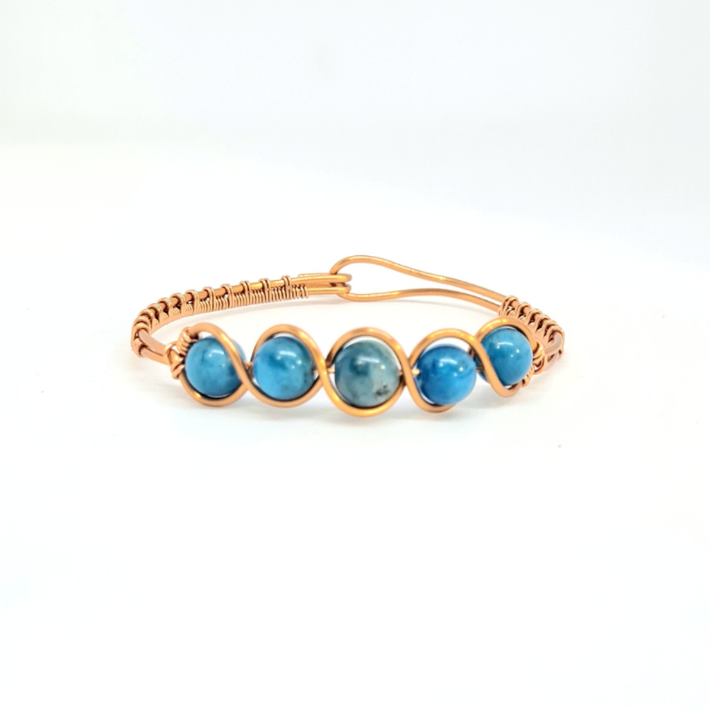 Blue Apatite Copper Bangle