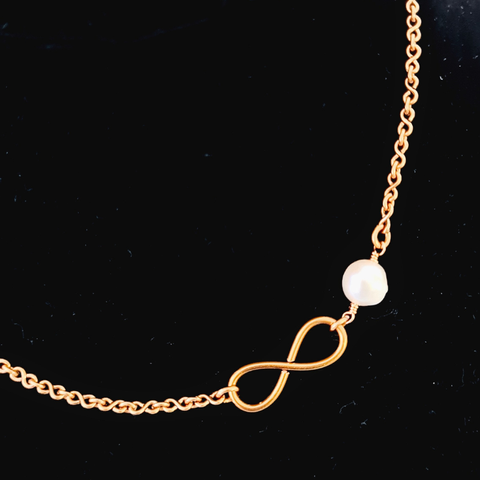 Freshwater Pearl Infinity Necklace with copper chain