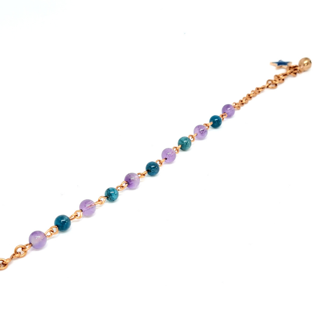 Copper Anklet featuring Amethyst & Apatite