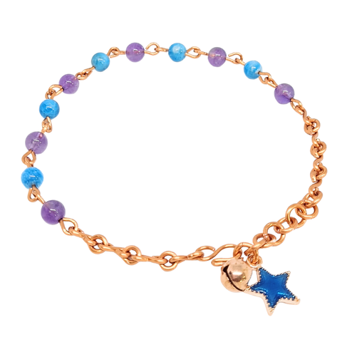 Copper Anklet featuring Amethyst & Apatite