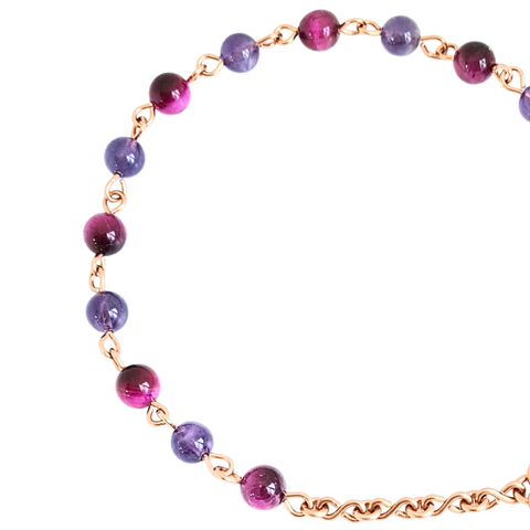 Copper Anklet featuring Amethyst & Pink Tiger Eye