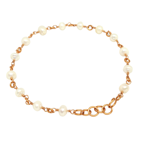 Copper Anklet featuring Freshwater Pearls