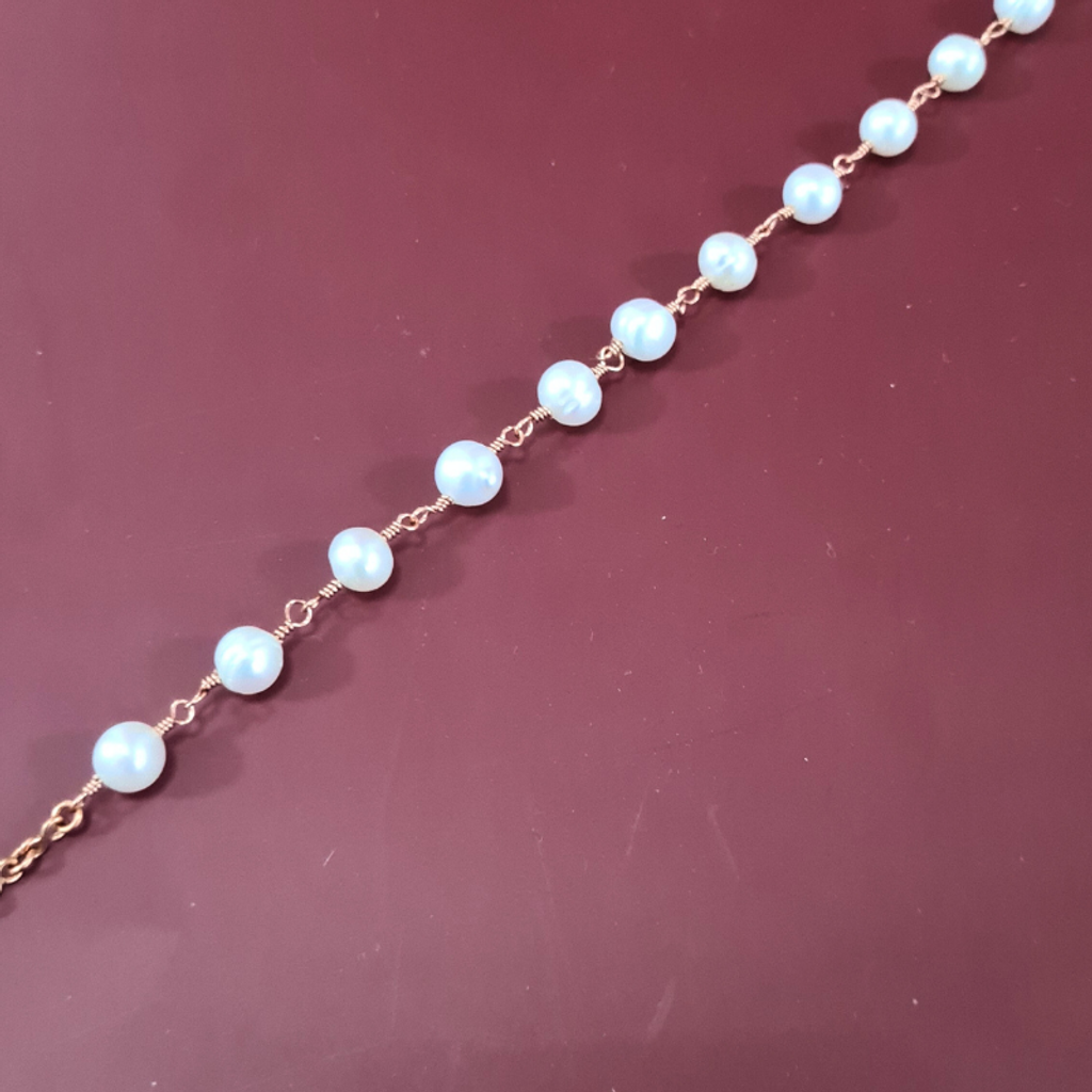 Copper Anklet featuring Freshwater Pearls