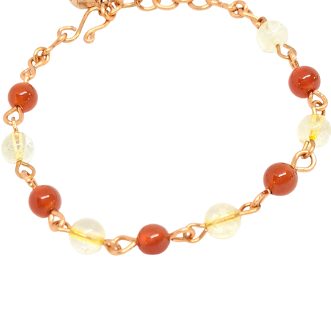 Copper Anklet featuring Red Agate & Citrine