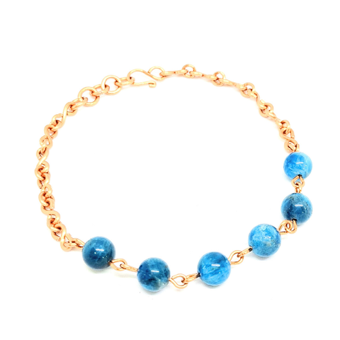 Copper Anklet featuring Blue Apatite