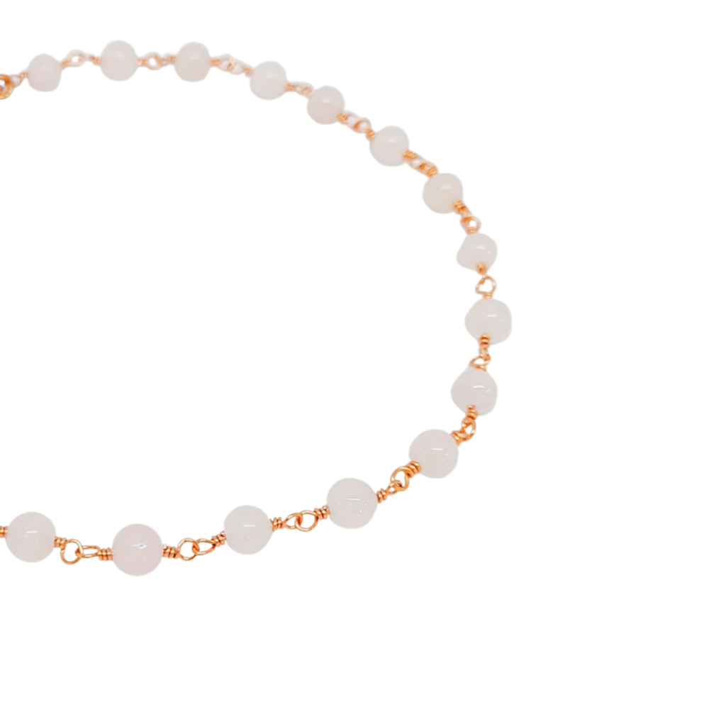 Copper Anklet featuring Rose Quartz