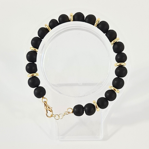 Ebony Wood - Karungali Beads Gold Bangle