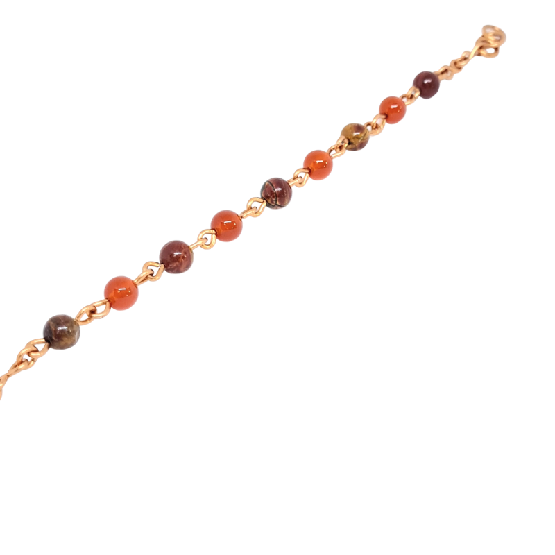 Copper Anklet featuring Carnelian & Red Jasper