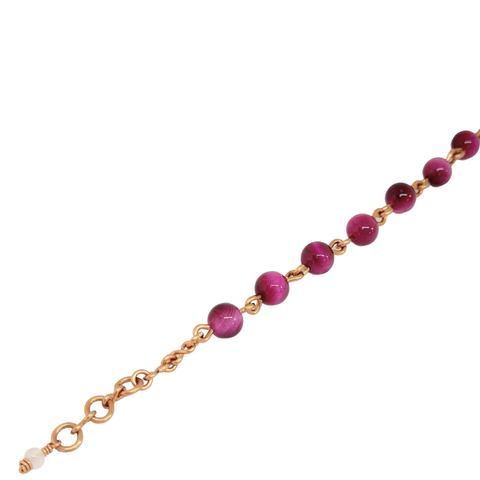 Copper Anklet featuring Pink Tiger Eye