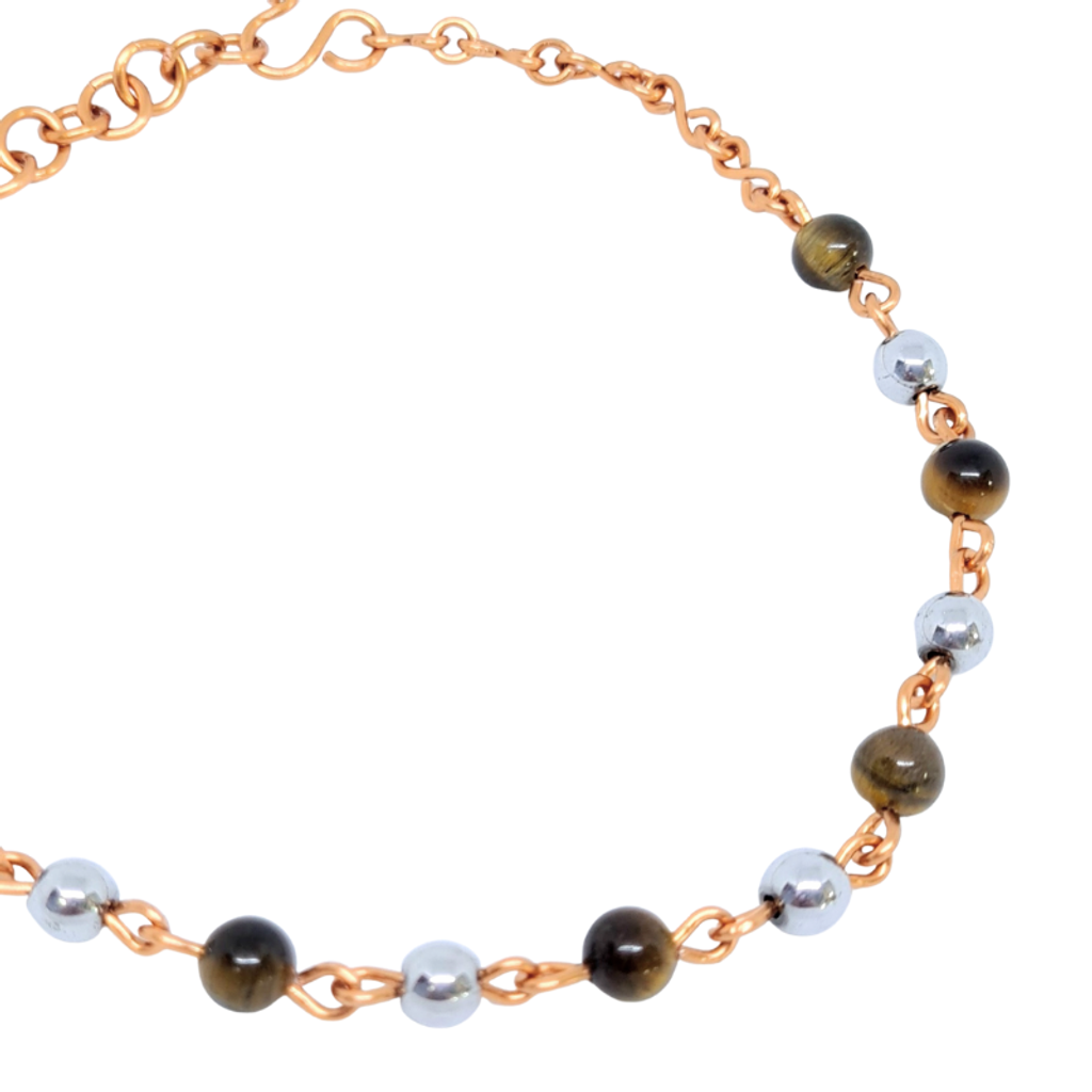 Copper Anklet featuring Hematite & Tiger Eye