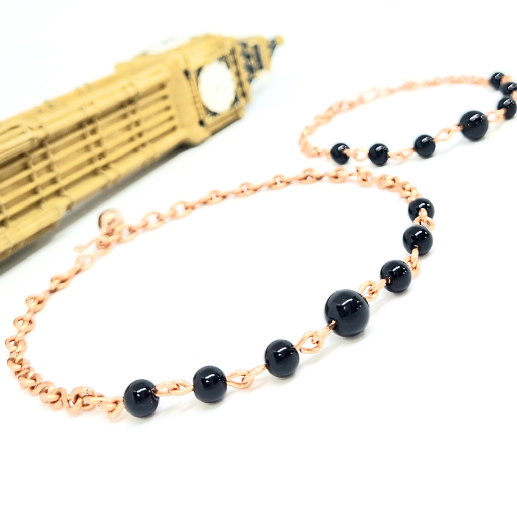 Copper Anklet featuring Black Tourmaline