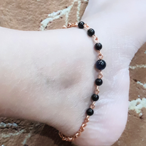 Copper Anklet featuring Black Tourmaline