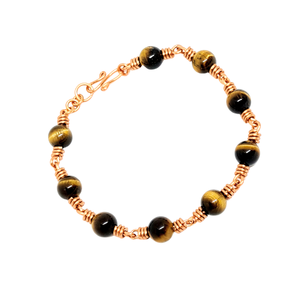 Copper Anklet featuring Tiger Eye