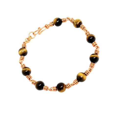 Copper Anklet featuring Tiger Eye