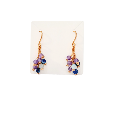 Amethyst and Blue Apatite Cluster Earrings
