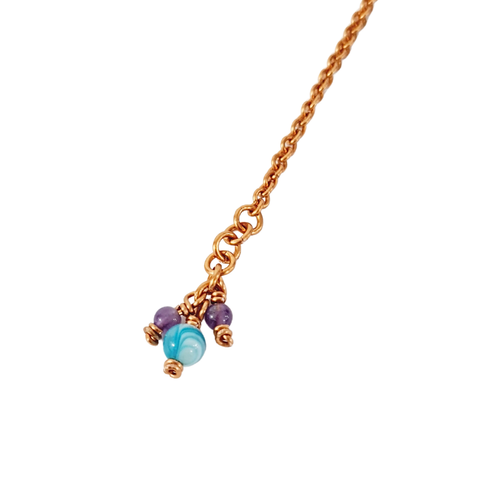 Copper Bracelet with Amethyst and Apatite Charms