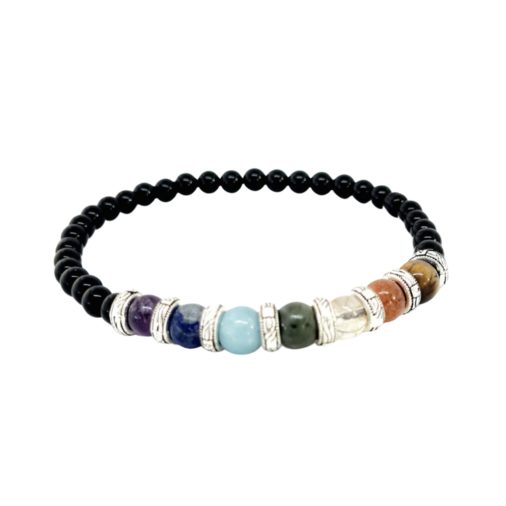 7 Chakra Gemstone Stretch Anklet