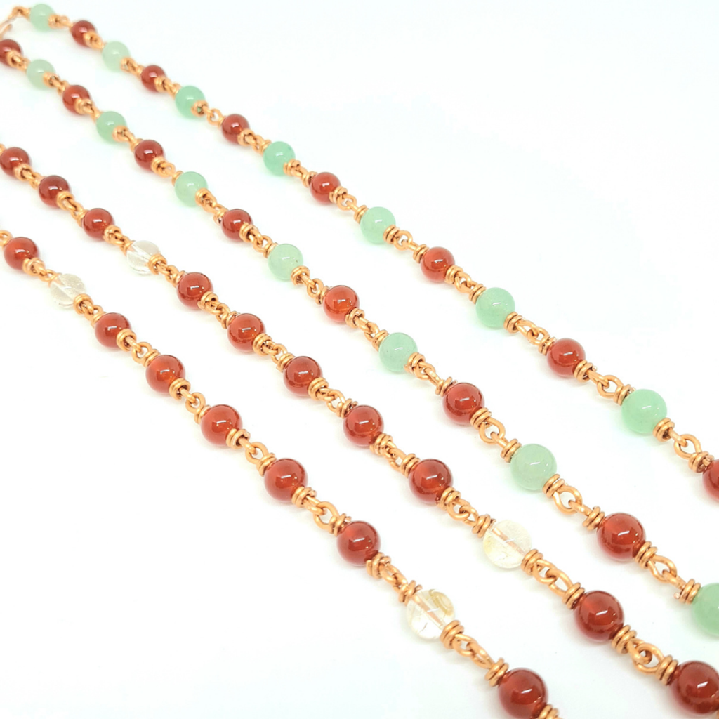 Agate & Aventurine Necklace with Copper Links