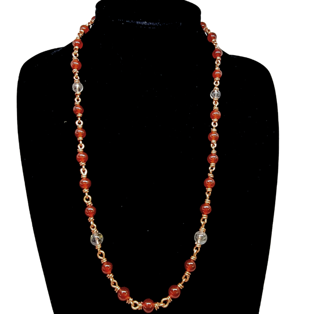 Agate & Quartz Necklace with Copper Links