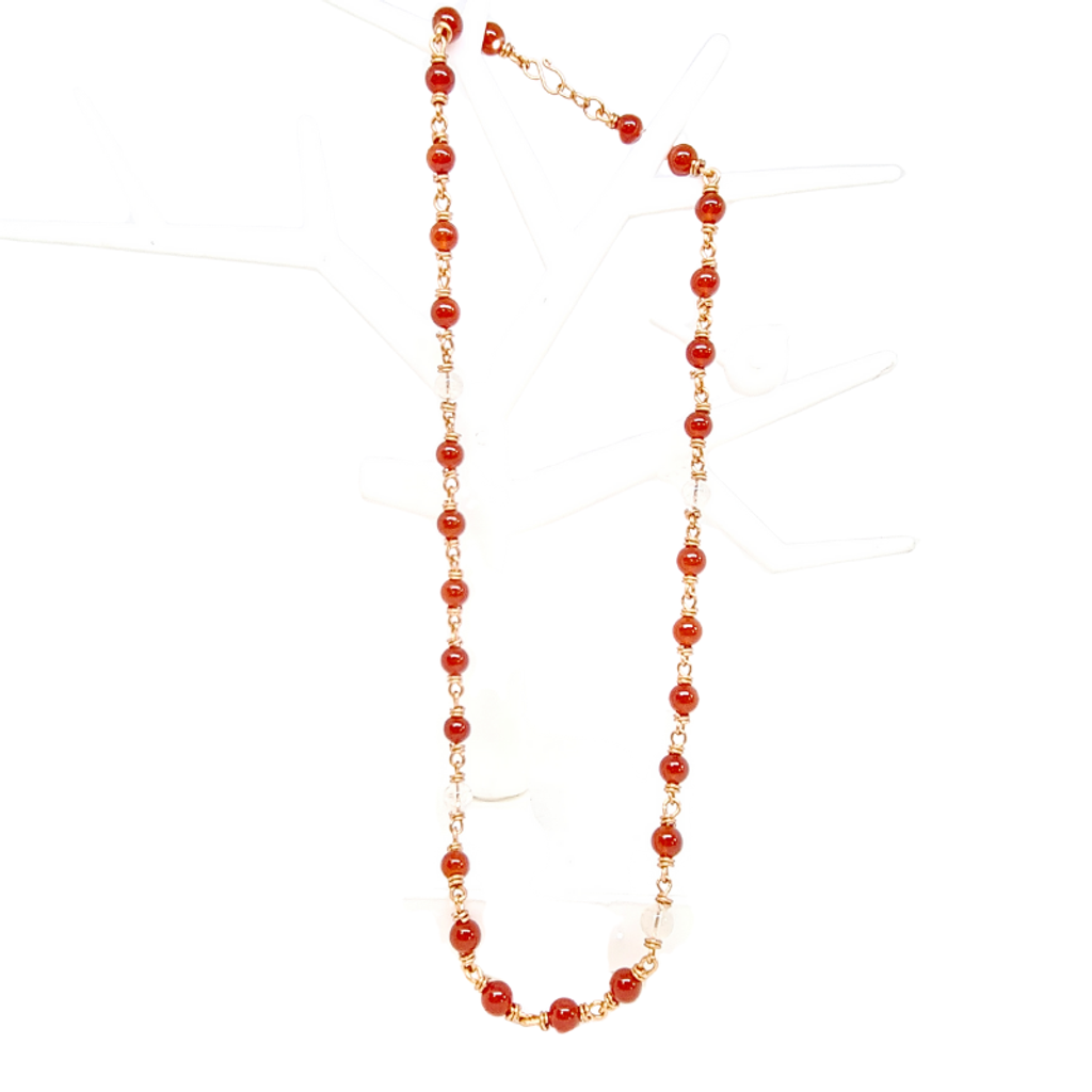 Agate & Quartz Necklace with Copper Links