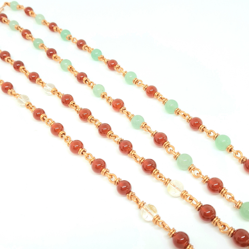Agate & Quartz Necklace with Copper Links
