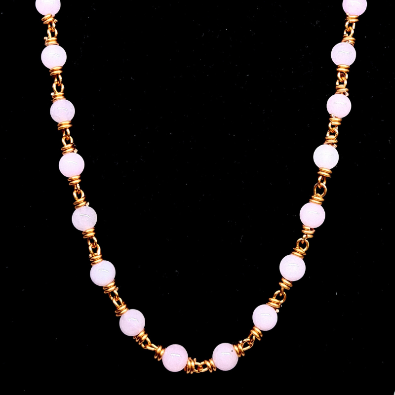 Rose Quartz Necklace with Copper Links