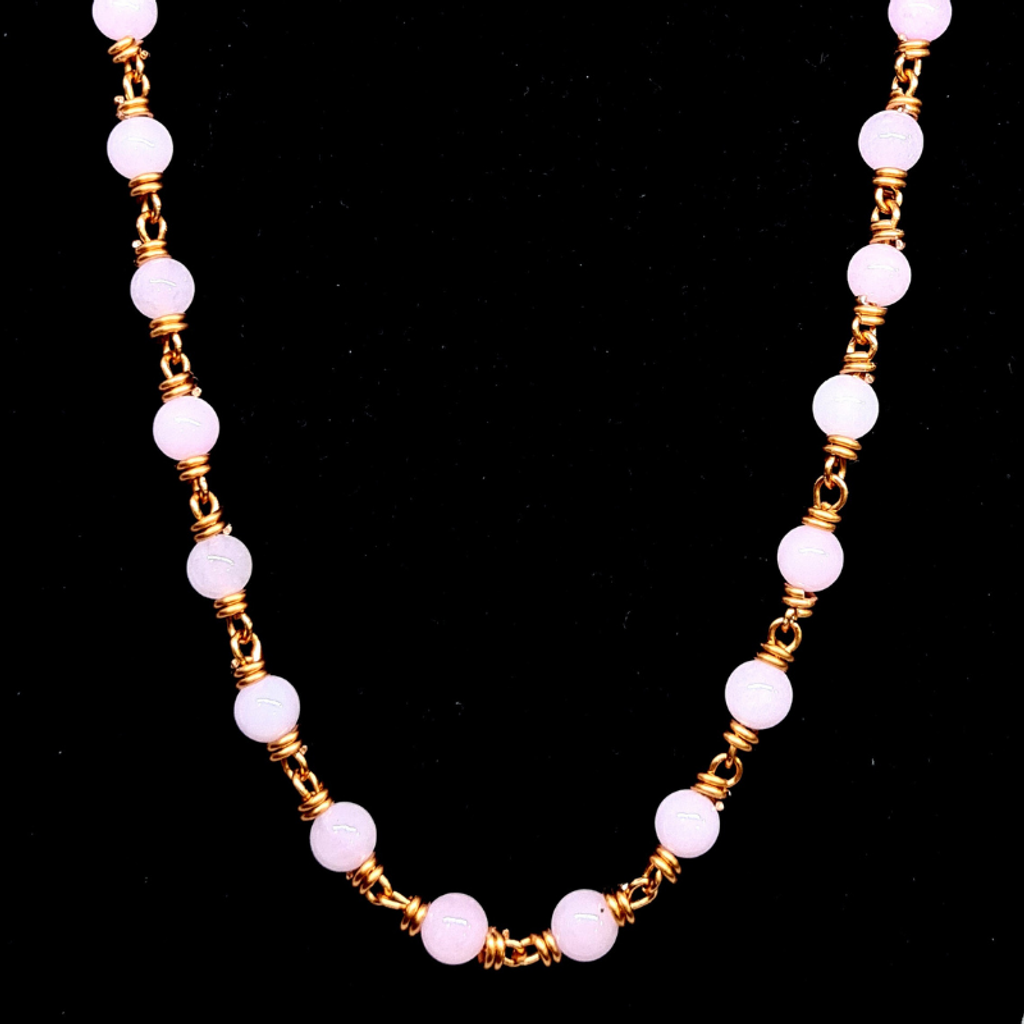 Rose Quartz Necklace with Copper Links
