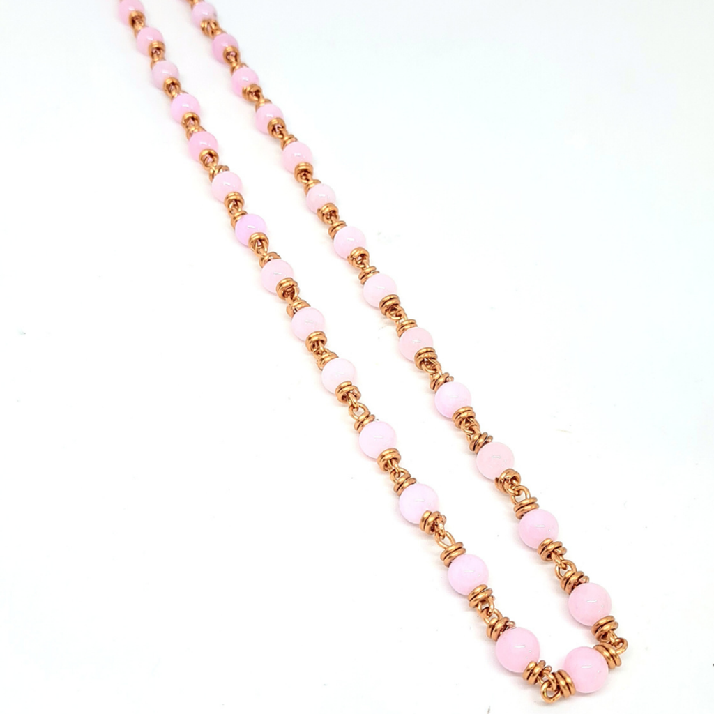 Rose Quartz Necklace with Copper Links