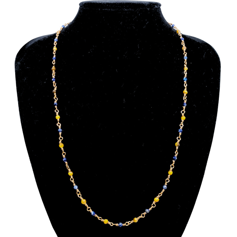 Tiger Eye & Lapis Lazuli Necklace with Copper Links