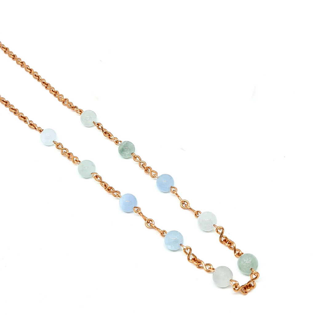 Aquamarine Necklace with Copper Chain