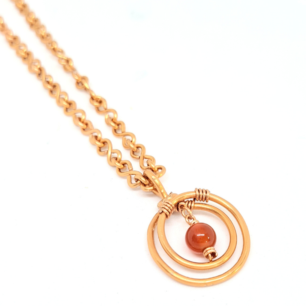 Copper Chain with Gemstone Pendant - Minimalist