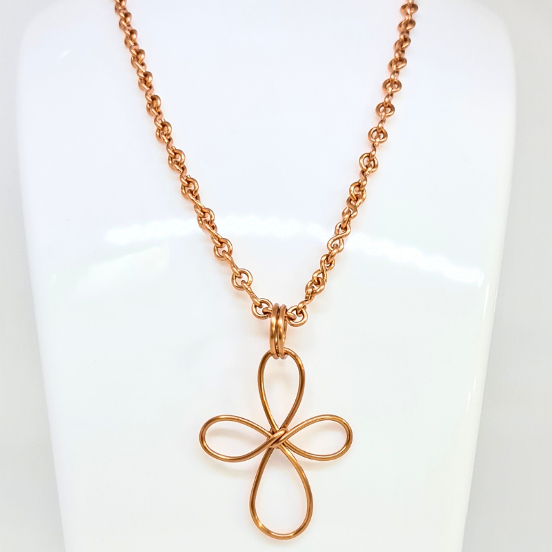 Copper Chain Necklace featuring Flower Pendant - Minimalist