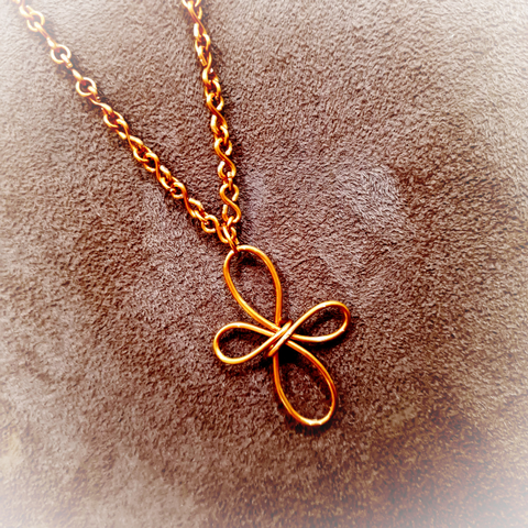 Copper Chain Necklace featuring Flower Pendant - Minimalist