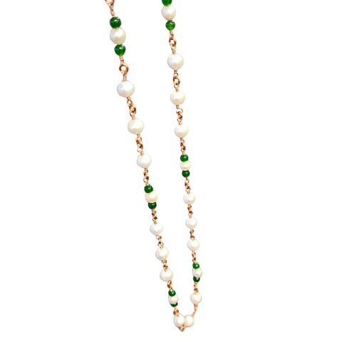 Freshwater Pearls & Aventurine Necklace with Copper Links