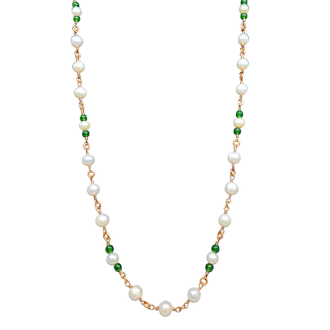 Freshwater Pearls & Aventurine Necklace with Copper Links