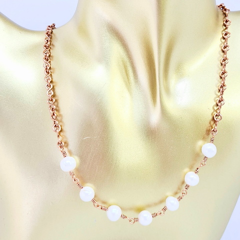 Freshwater Pearls Necklace with Copper Chain